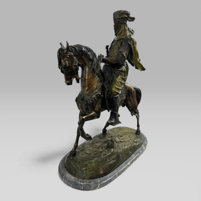 Antique French Bronze Sculpture Arab Horseman After Barye & Guillemin, 75 cm - Image 12